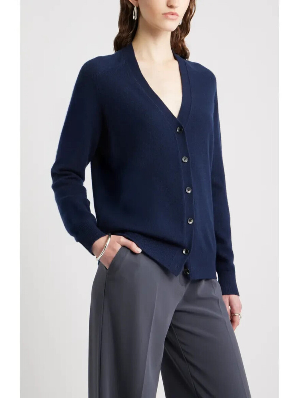 NEW, Nordstrom Cashmere button Cardigan in Navy Sz XL #S7727